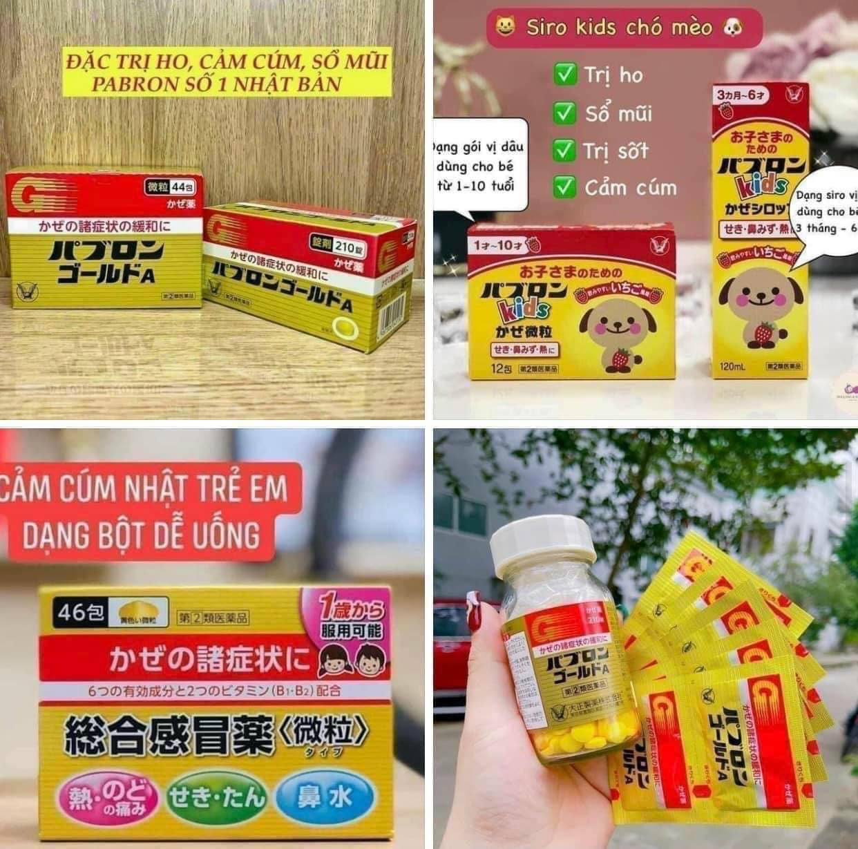 Thuốc trị cảm cúm cho trẻ Taisho Pabron Gold A 46 gói Nhật Bản