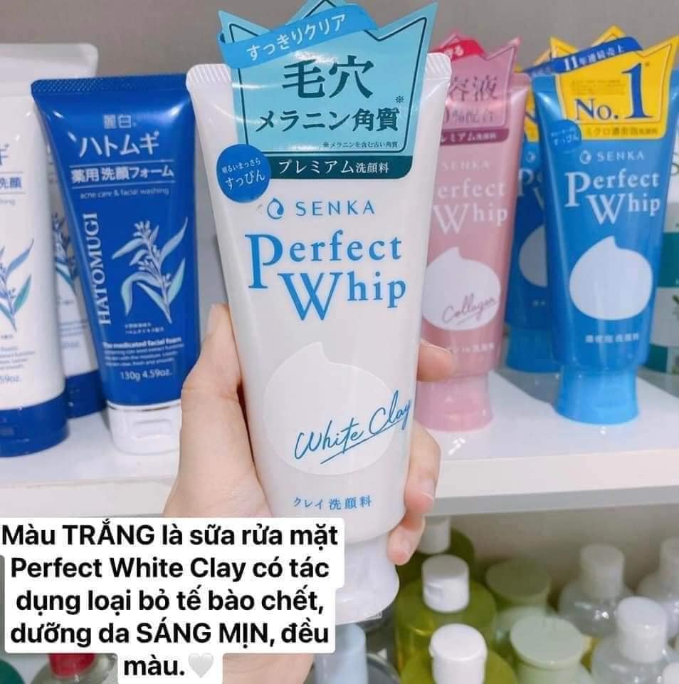 Sữa Rửa Mặt Senka Đất Sét Trắng Làm Đều Màu Da 120g Perfect White Clay