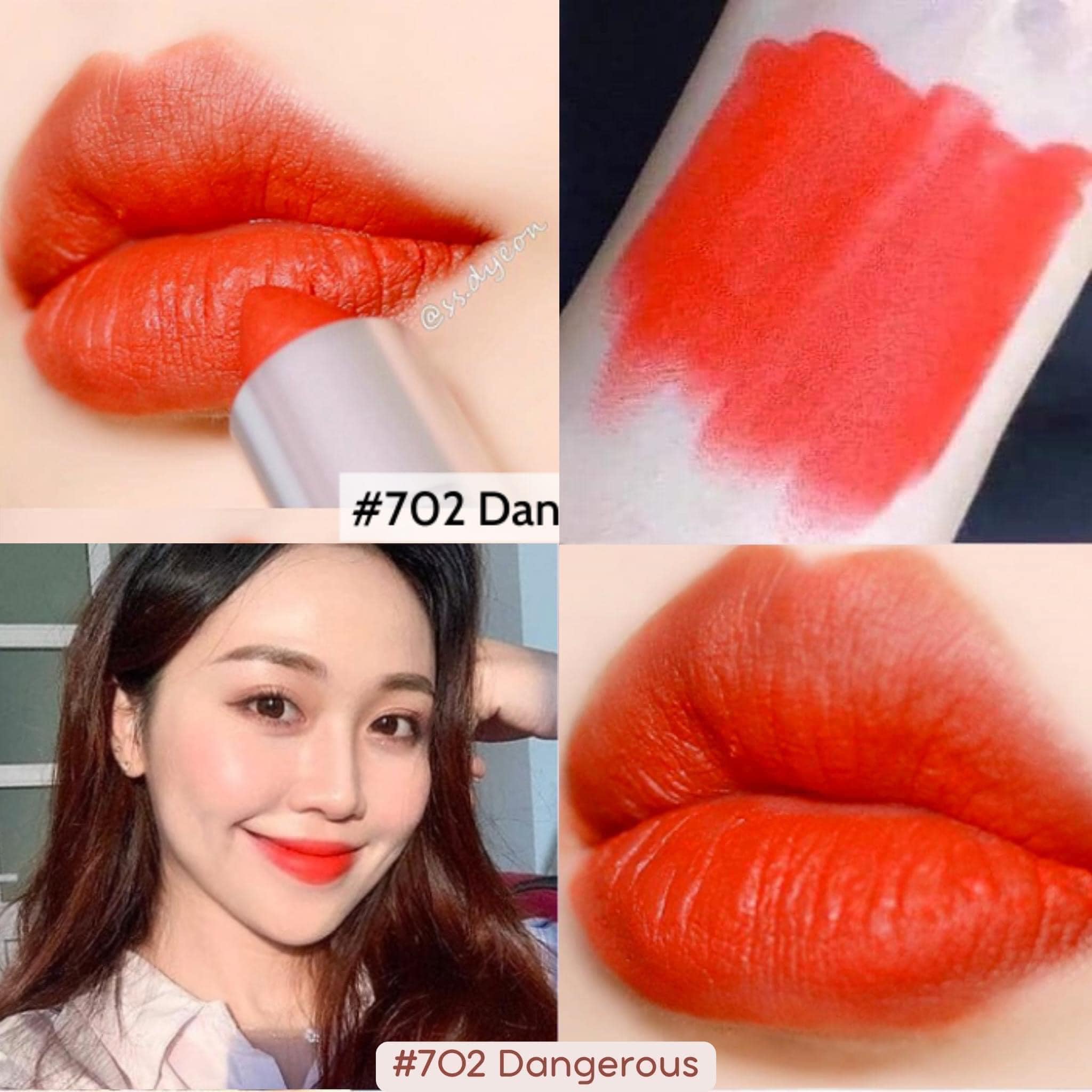 Son Mac 702 Dangerous - sắc đỏ cam