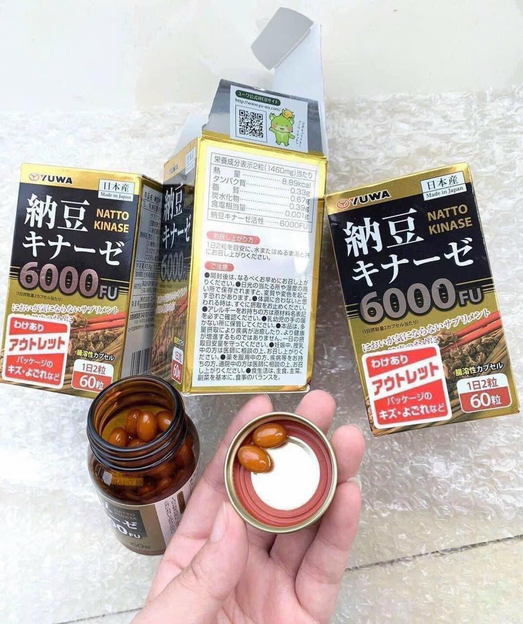 Viên uống hỗ trợ phòng chống đột quỵ Yuwa Natto Kinase 6000FU 60 viên Nhật Bản