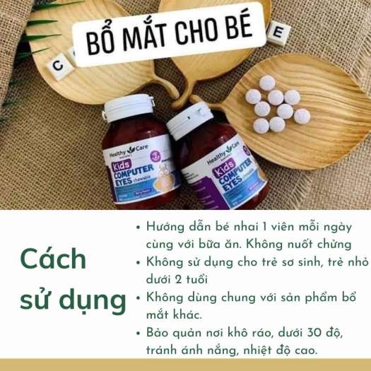 Kẹo nhai bổ mắt Healthy Care Kids Computer Eyes của Úc cho bé từ 2 tuổi - Hộp 60 viên
