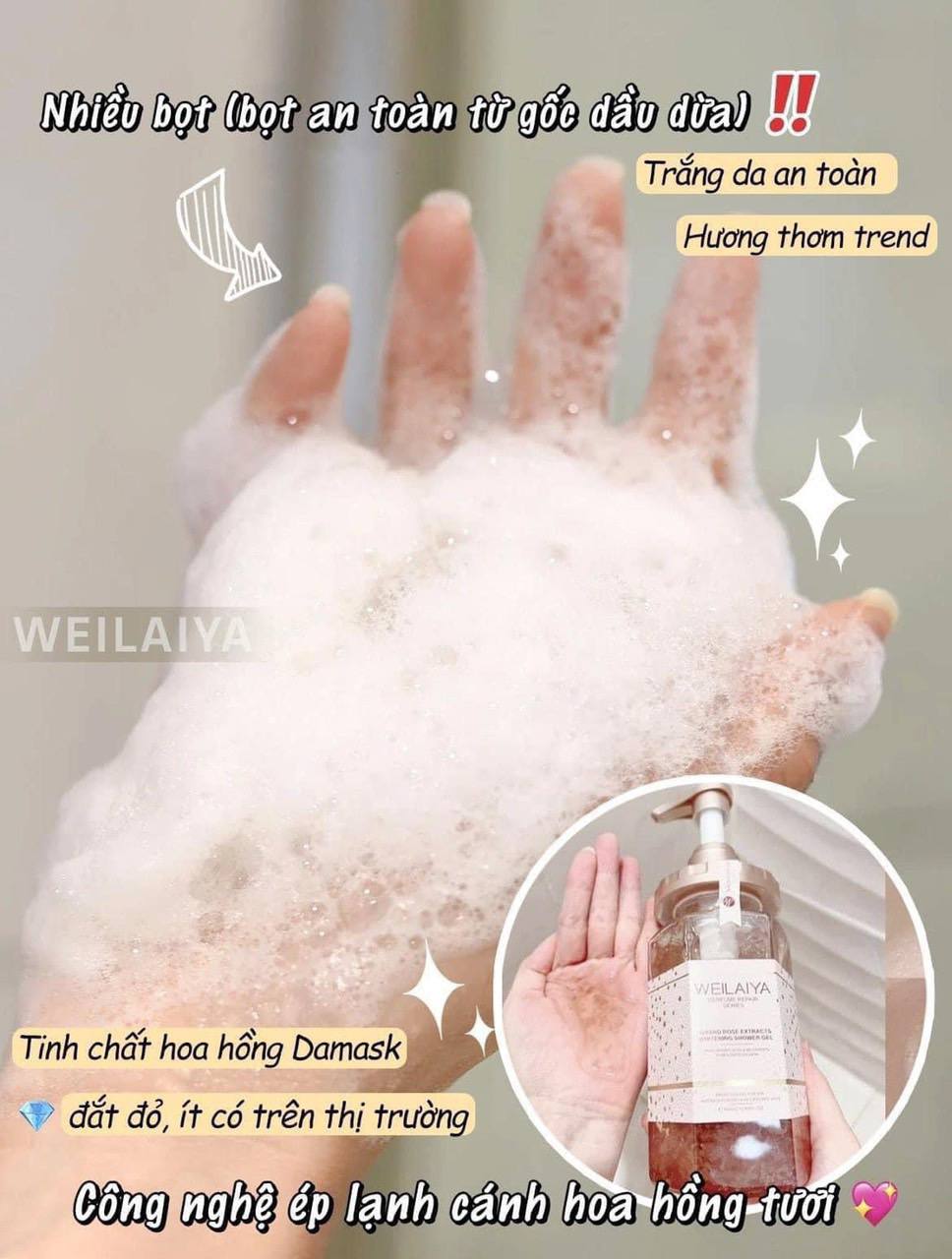 Sữa Tắm Trắng Da Hoa Hồng Damask Weilaiya Grand Rose Extracts Whitening Shower Gel 450ml