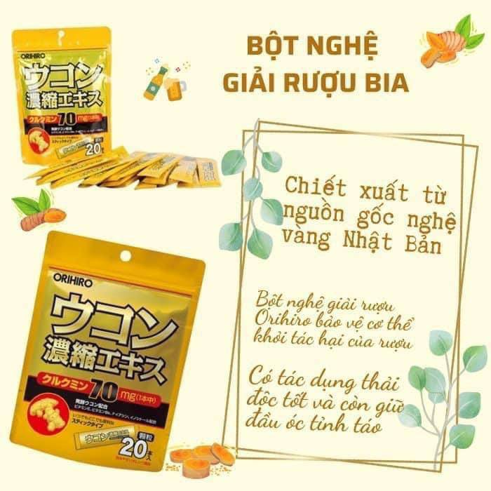 Bột Nghệ Hỗ Trợ Giải Rượu Orihiro Nhật Bản 20 Gói