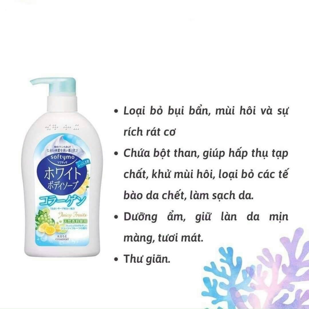 Sữa Tắm Trắng Mịn Da Kose Softymo Collagen 600ml