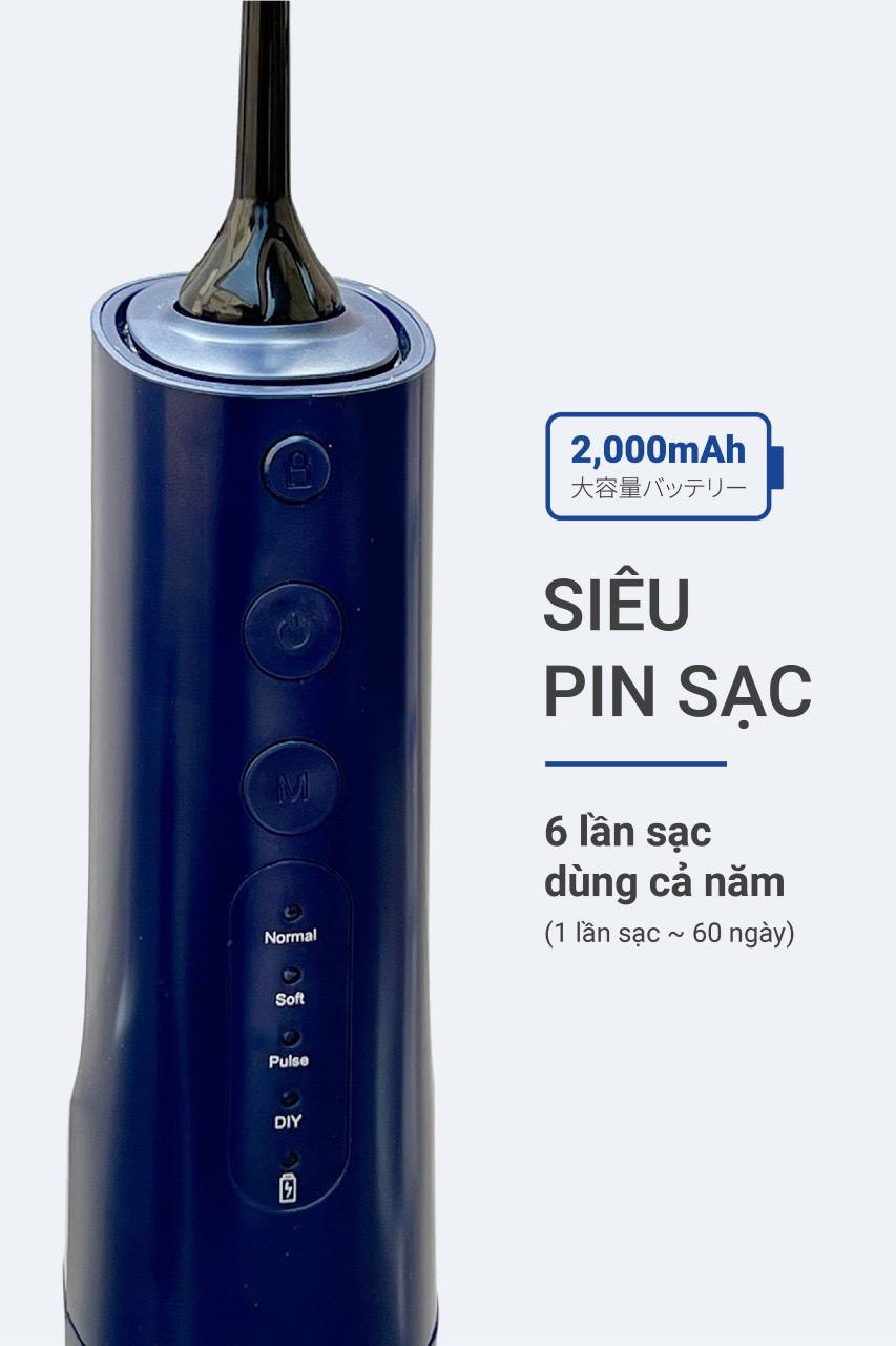 Máy tăm nước Extra Water Tank 4 chế độ KAIYO màu xanh