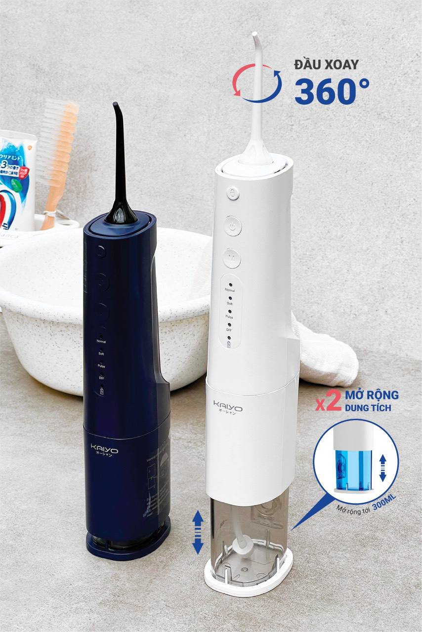 Máy tăm nước Extra Water Tank 4 chế độ KAIYO màu xanh