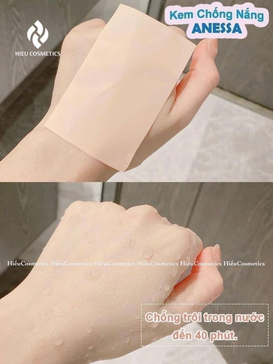 Kem chống nắng Anessa gel 90gr tuýp màu trắng nâng tone da