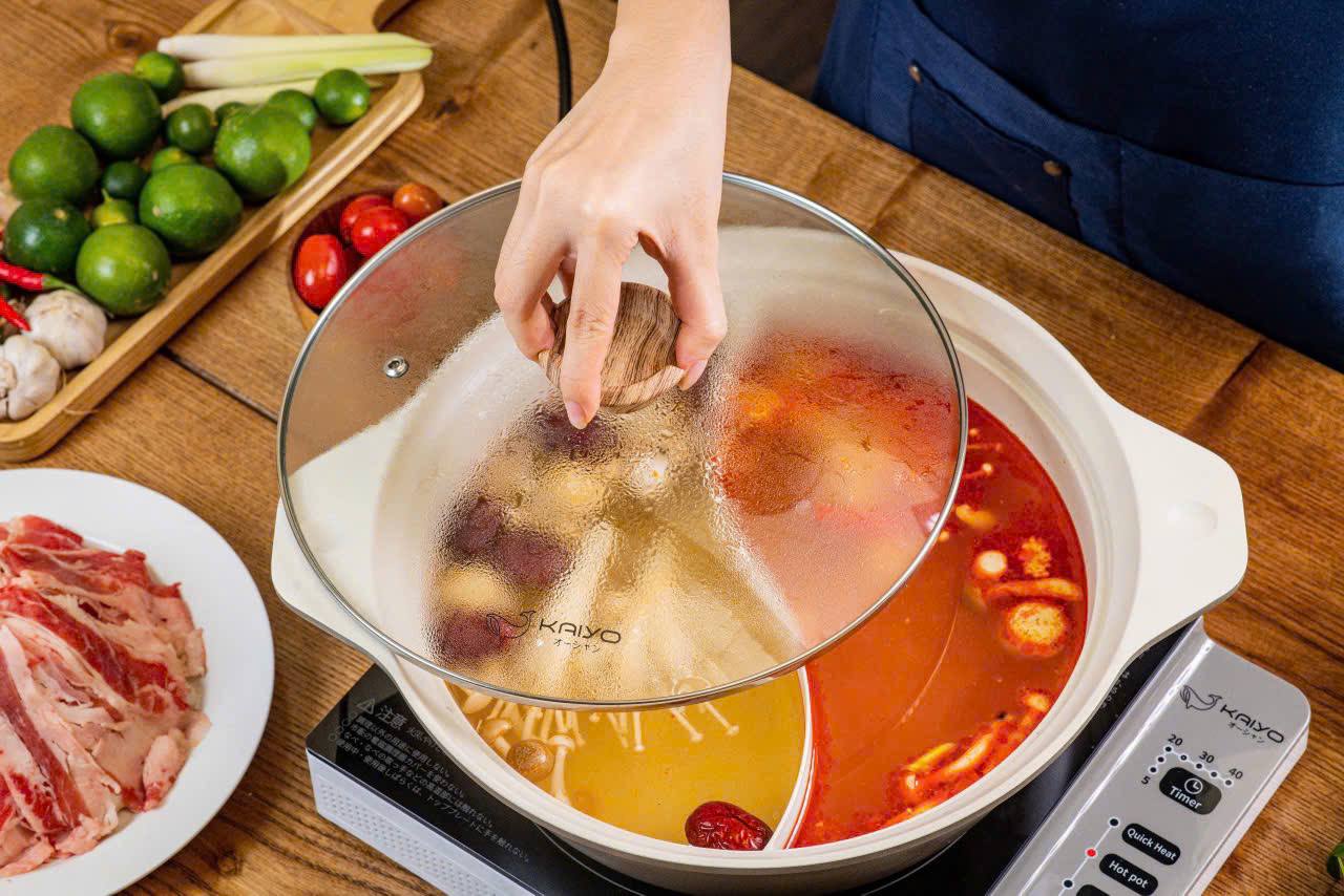 Nồi lẩu nhôm đúc 2 ngăn 26cm Kaiyo