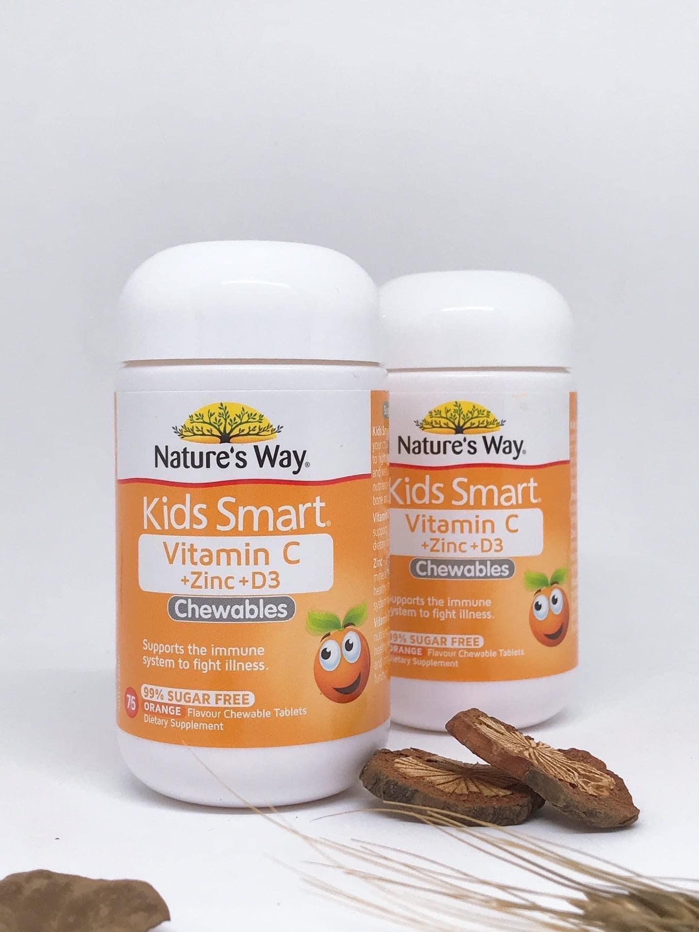 Viên nhai Nature's Way Kids Smart Vitamin C + ZinC + D3 lọ 75v - Úc