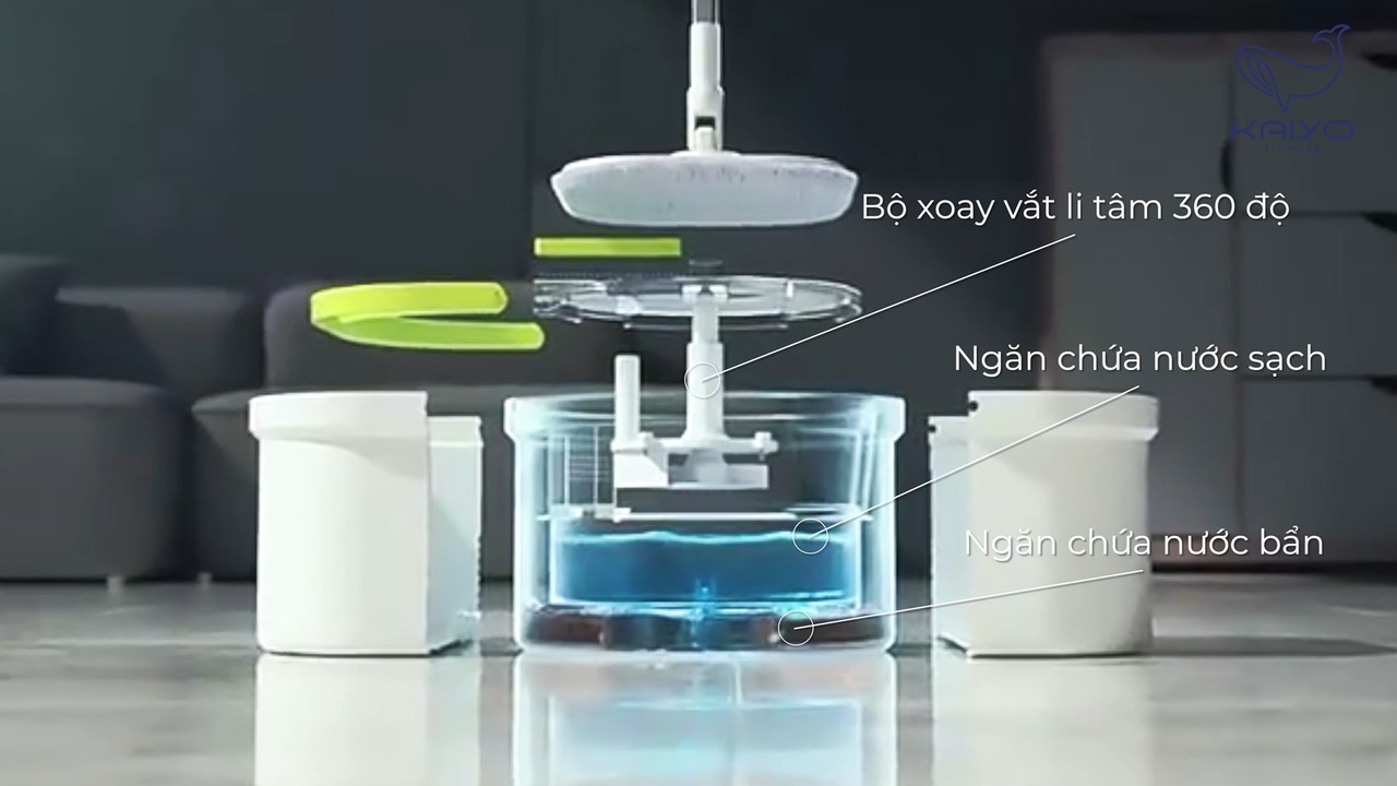 Cây lau nhà tách nước bẩn thông minh Kaiyo của Nhật