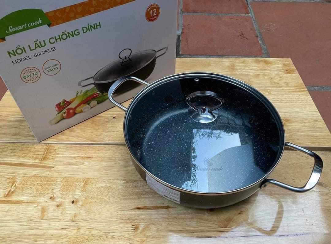 NỒI LẨU CHỐNG DÍNH ELMICH TAY CẦM BẰNG NHỰA CỨNG CHỐNG NÓNG 26CM SMARTCOOK SM-5552KMB