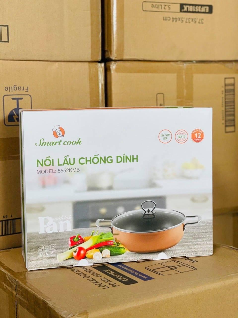 NỒI LẨU CHỐNG DÍNH ELMICH TAY CẦM BẰNG NHỰA CỨNG CHỐNG NÓNG 26CM SMARTCOOK SM-5552KMB