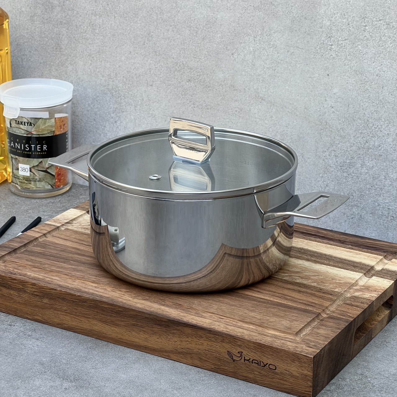 Nồi inox 18/10 trơn 3 lớp đáy liền Kaiyo - size 18, 20, 22cm