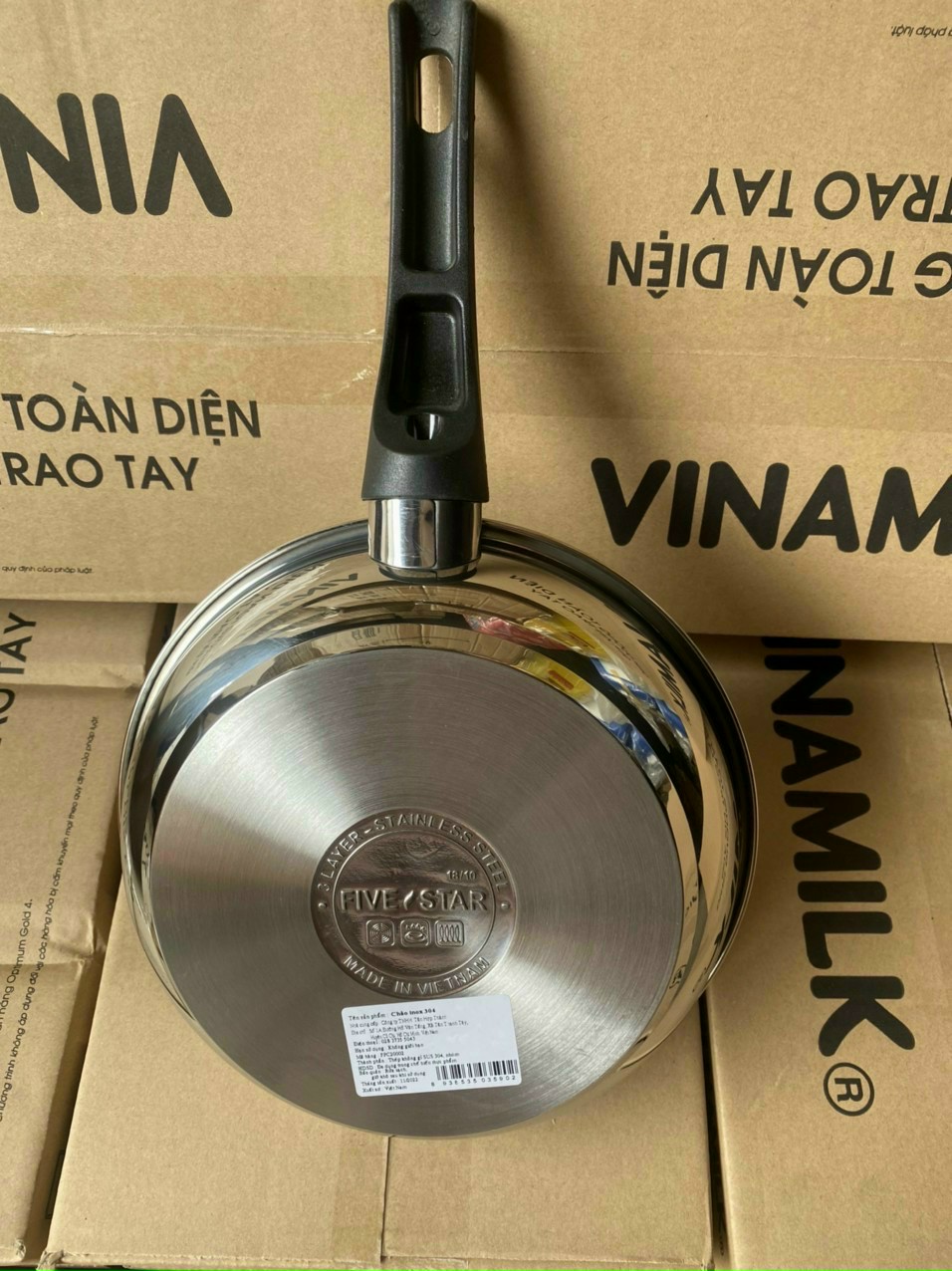 Chảo chống dính five star 20cm inox 304 hàng khuyến mại từ vinamilk