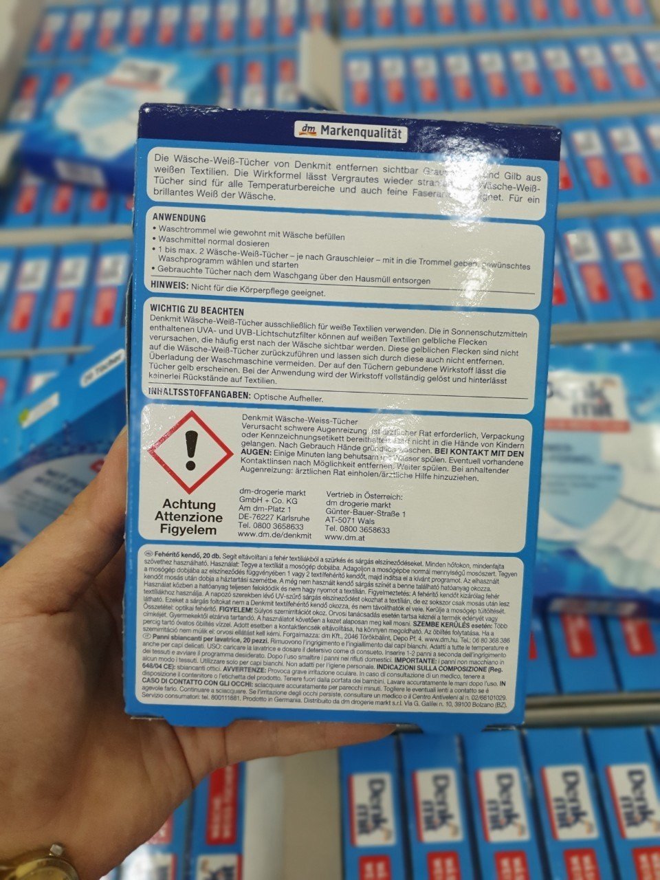 Giấy tẩy trắng quần áo Denkmit Đức hộp 20 tờ