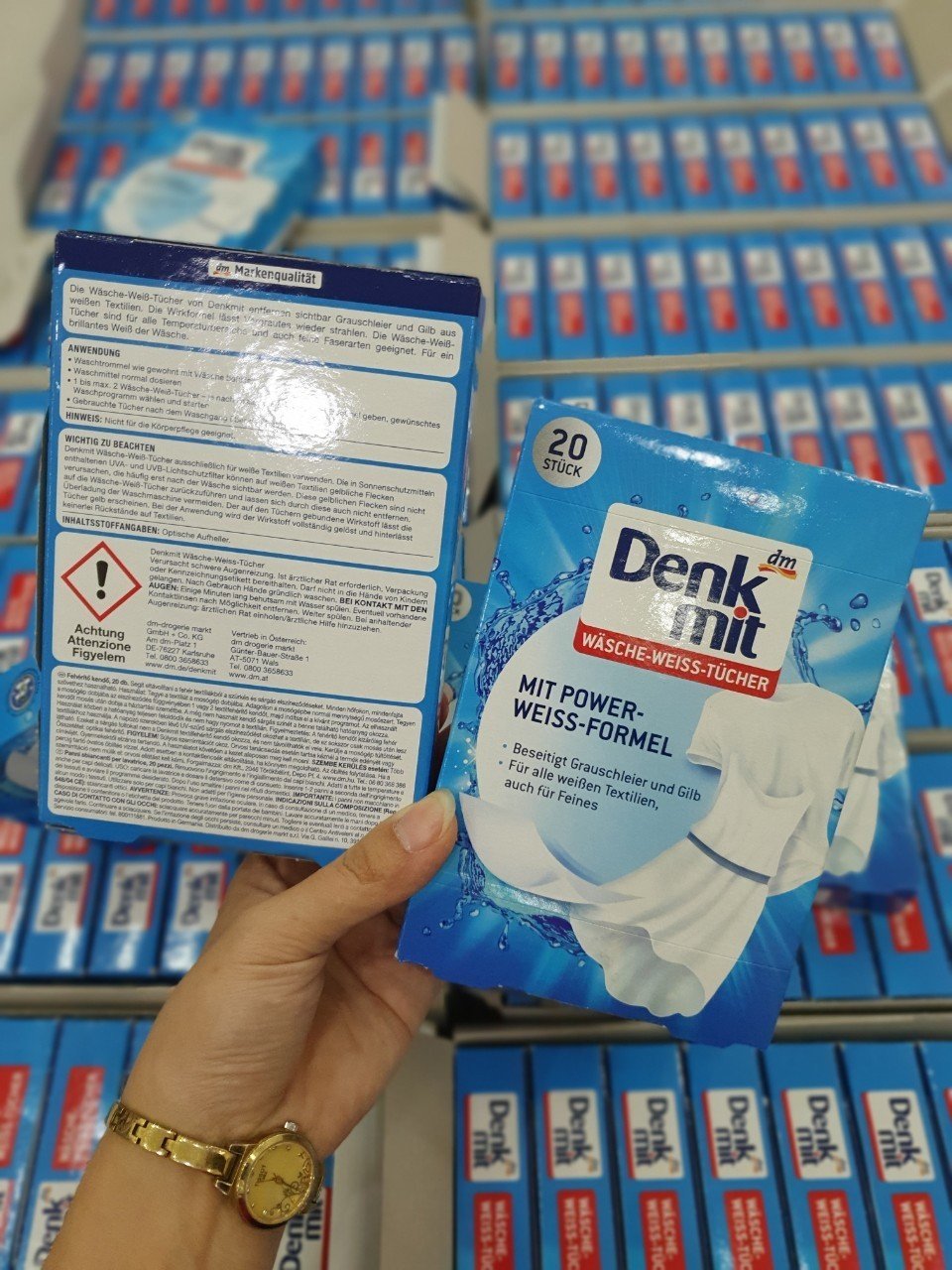 Giấy tẩy trắng quần áo Denkmit Đức hộp 20 tờ