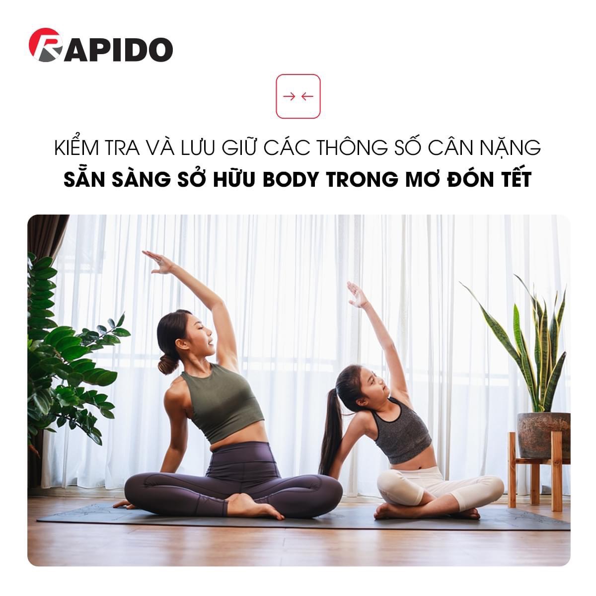 Cân sức khỏe và phân tích các chỉ số cơ thể Rapido RSB02-S