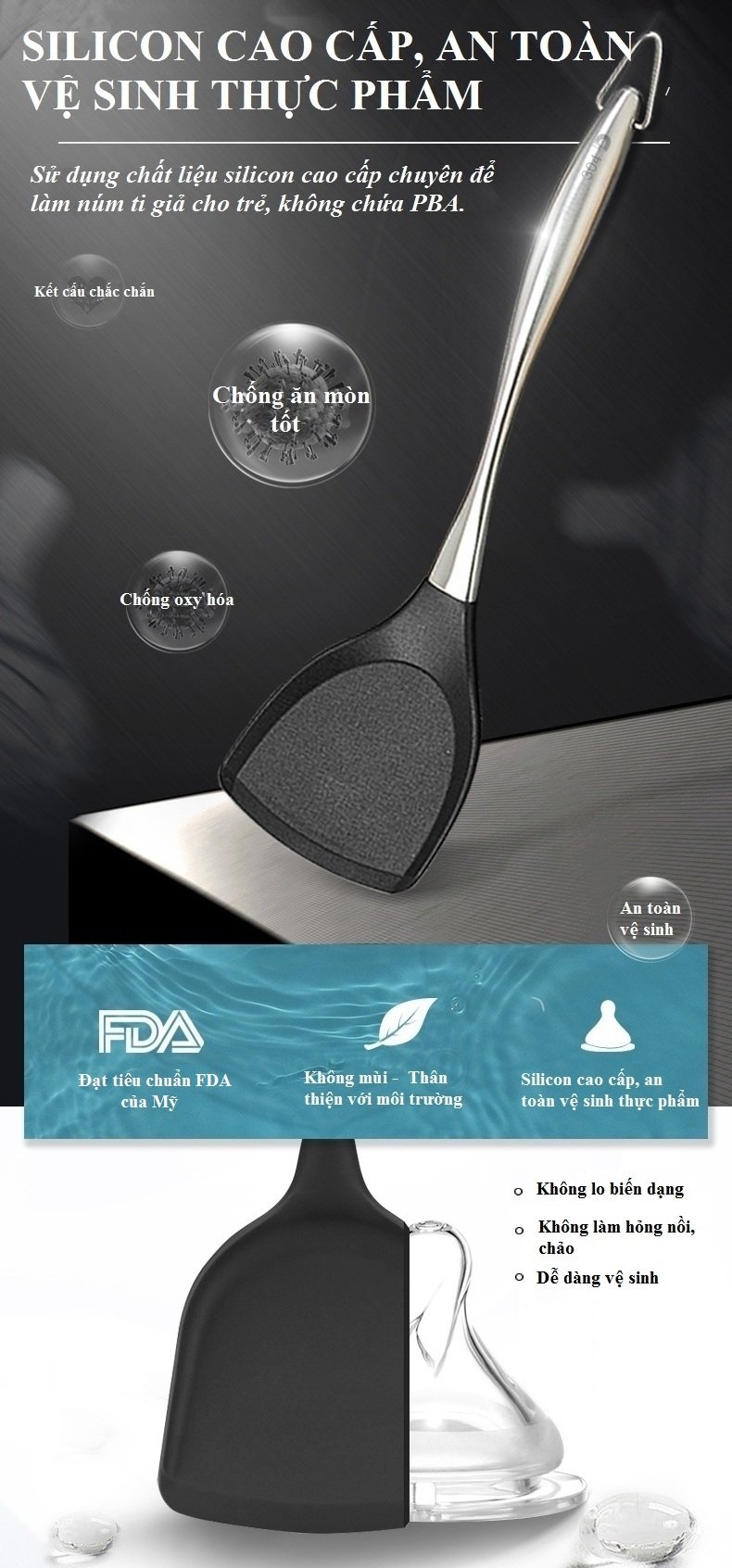 Muỗng silicon Dandihome 34x10cm