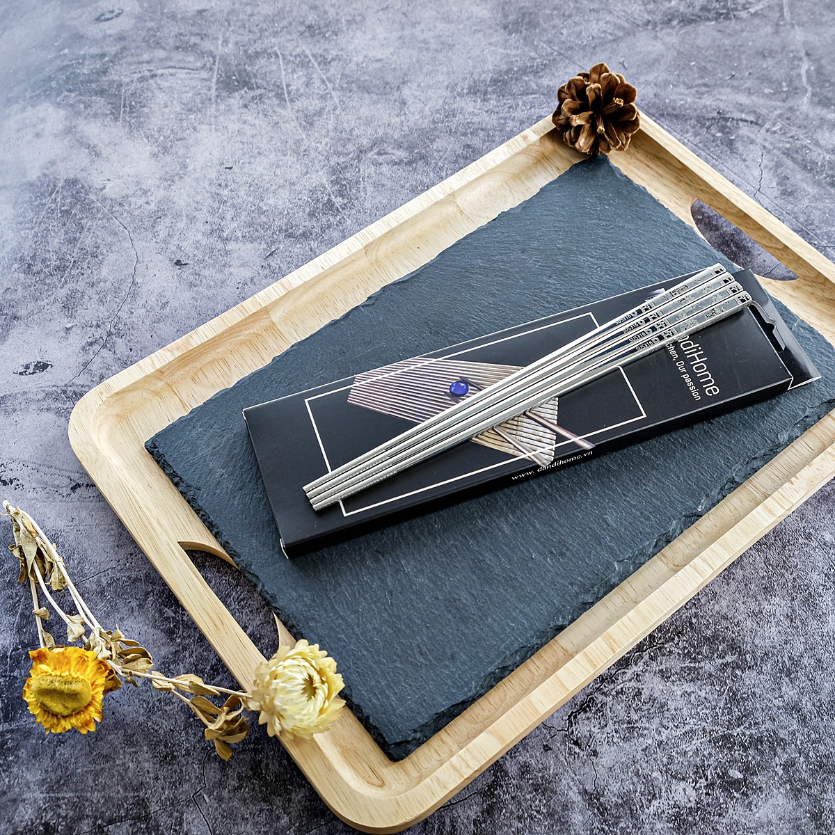 Set 10 đôi đũa inox Dandihome hàng xuất ngoại 23.5cm