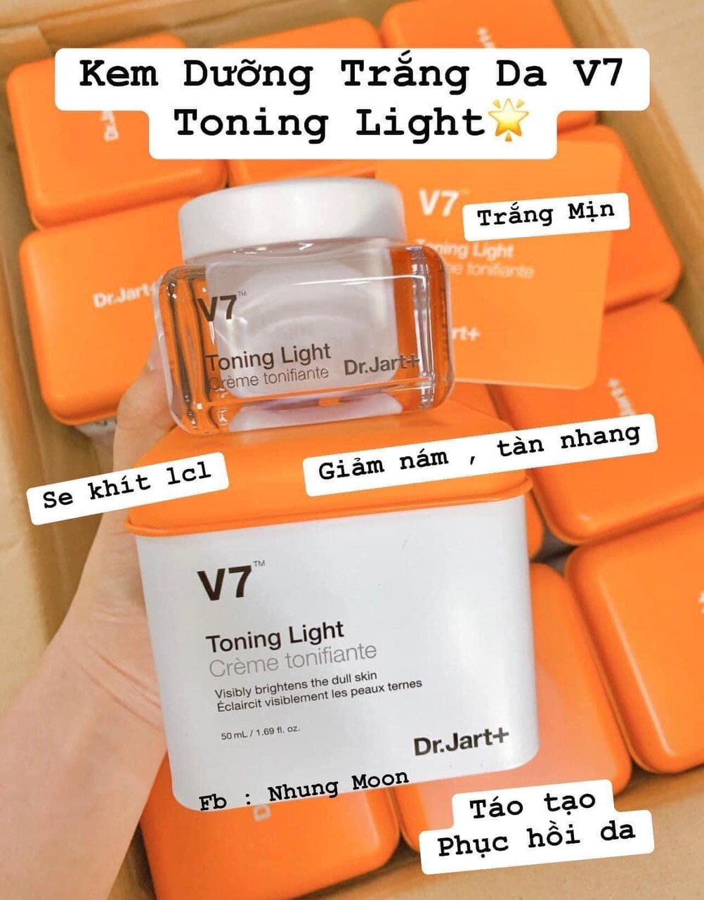 Kem dưỡng trắng da V7 Toning Light Dr Jart 50ml của Hàn Quốc
