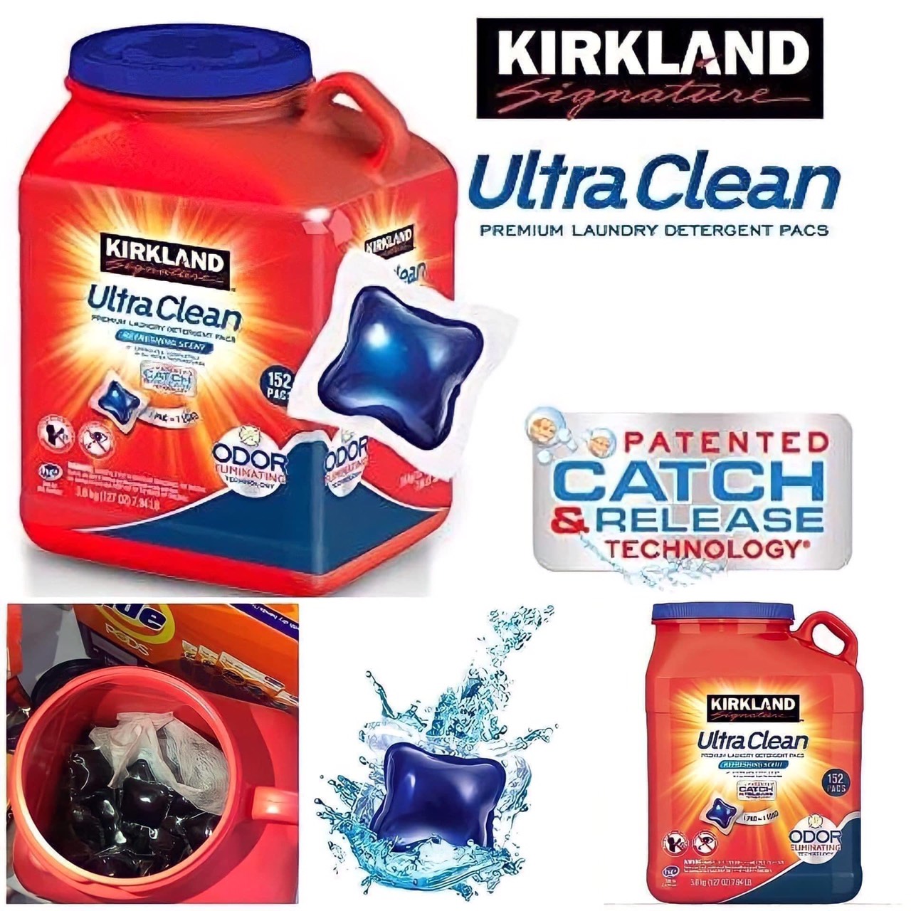 Viên giặt xả Kirkland ultra clean 152 viên của Mỹ
