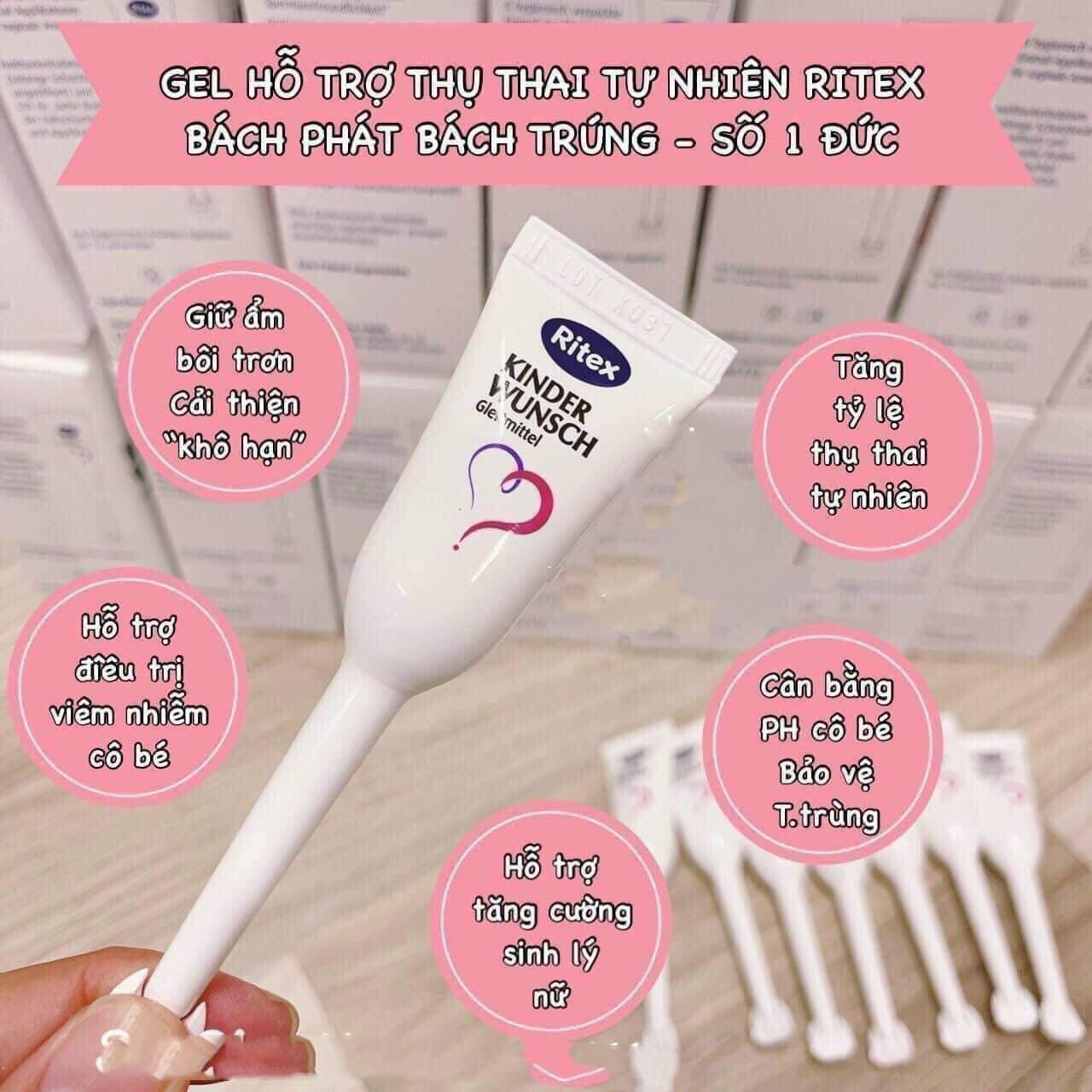 Gel Ritex tạo môi trường dễ thu thai Đức hộp 8 ống hàng Đức