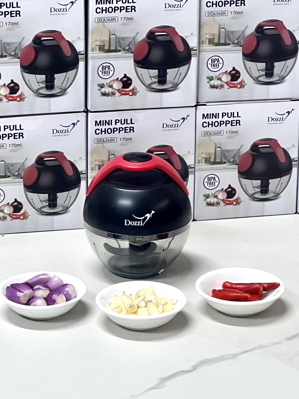 DỤNG CỤ XAY TỎI ỚT, CẮT RAU CỦ DOZZI - DZA368R 170ML