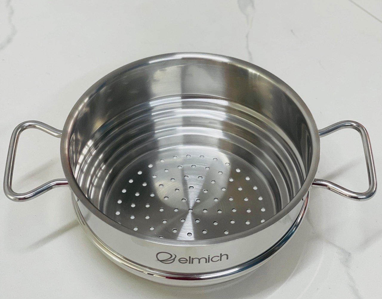 Xửng hấp 3 nấc inox 304 kèm vung Elmich size 20cm Dùng được cho nồi 16-18-20cm