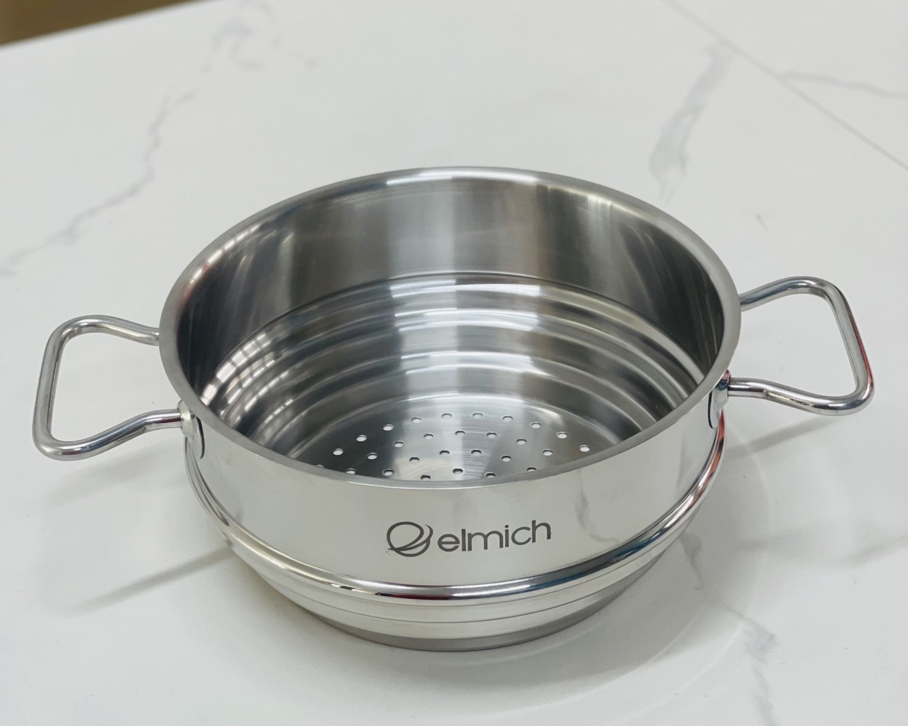 Xửng hấp 3 nấc inox 304 kèm vung Elmich size 20cm Dùng được cho nồi 16-18-20cm