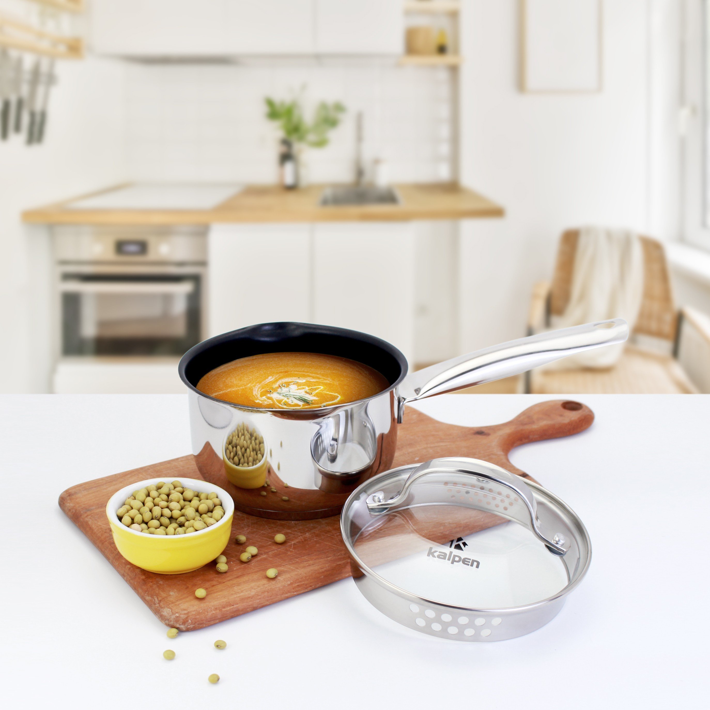 QUÁNH INOX 304 CHỐNG DÍNH 5 ĐÁY KALPEN LERMAT 14CM