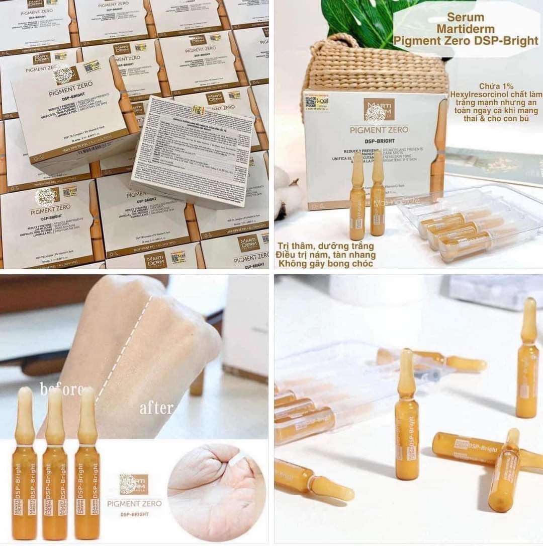 Tinh chất serum dưỡng sáng đều màu da MartiDerm Pigment Zero DSP Bright hộp 30 ống