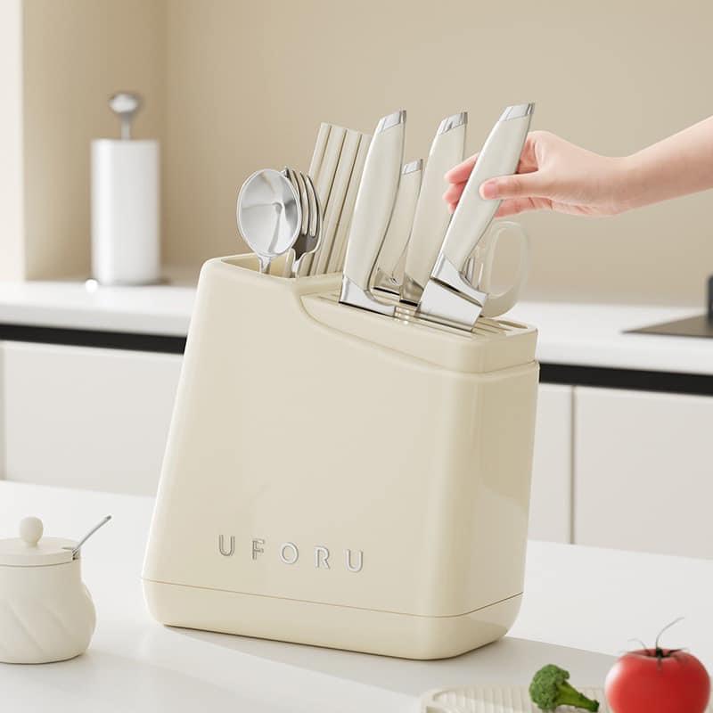 Khay đựng dao kéo đũa thìa nội địa Trung UFORU 26x26x12cm