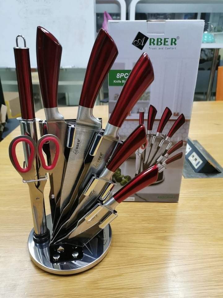 Bộ dao 8 món Arber SCR14.9 NEW (Cán đỏ)