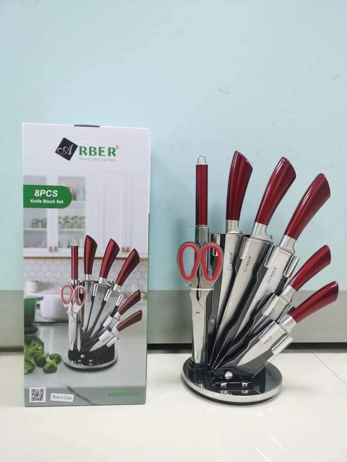 Bộ dao 8 món Arber SCR14.9 NEW (Cán đỏ)