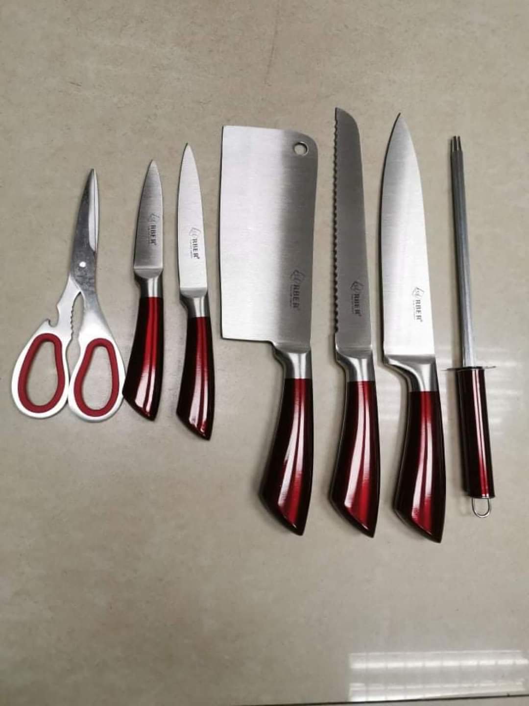 Bộ dao 8 món Arber SCR14.9 NEW (Cán đỏ)