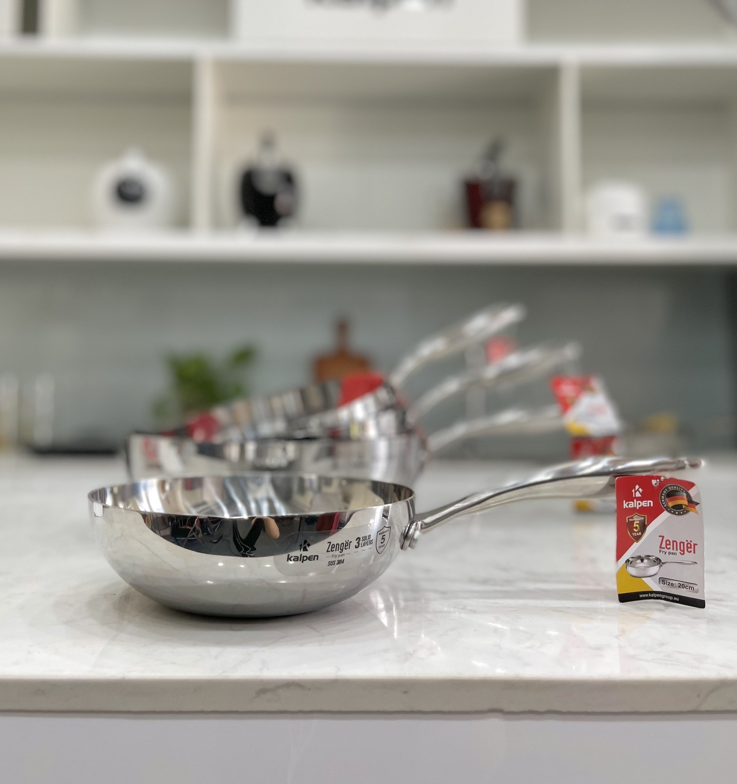 Chảo inox đúc liền khối có miệng rót Kalpen Zenger 20cm/24cm/26cm/28cm