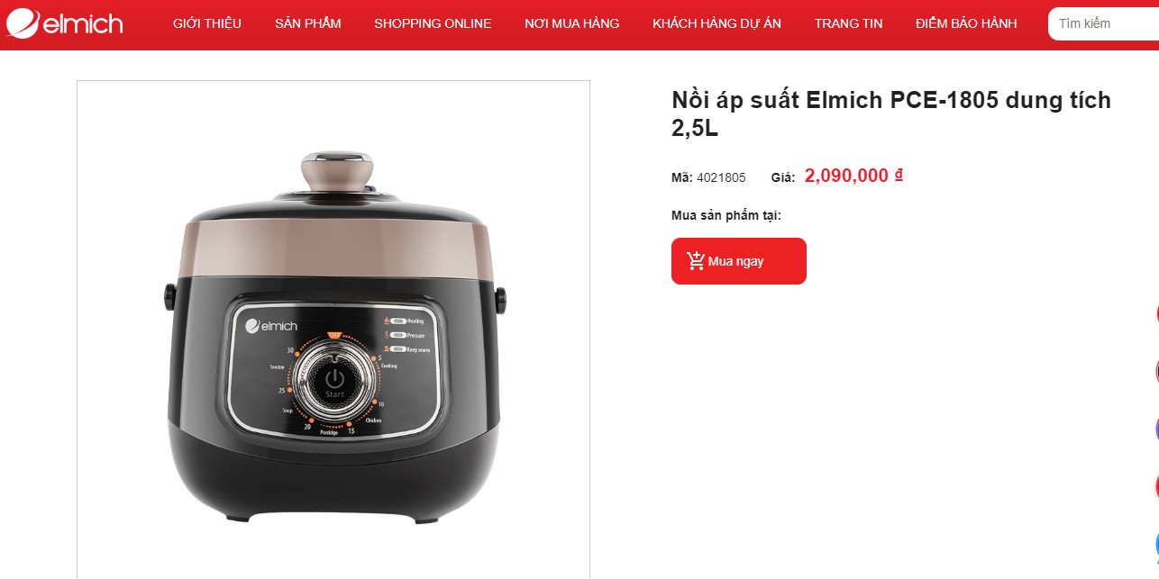 Nồi áp suất ELMICH PCE-1805 2.5L