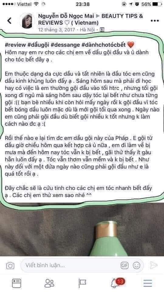 Dầu gội Dessange xanh kiềm dầu của Pháp