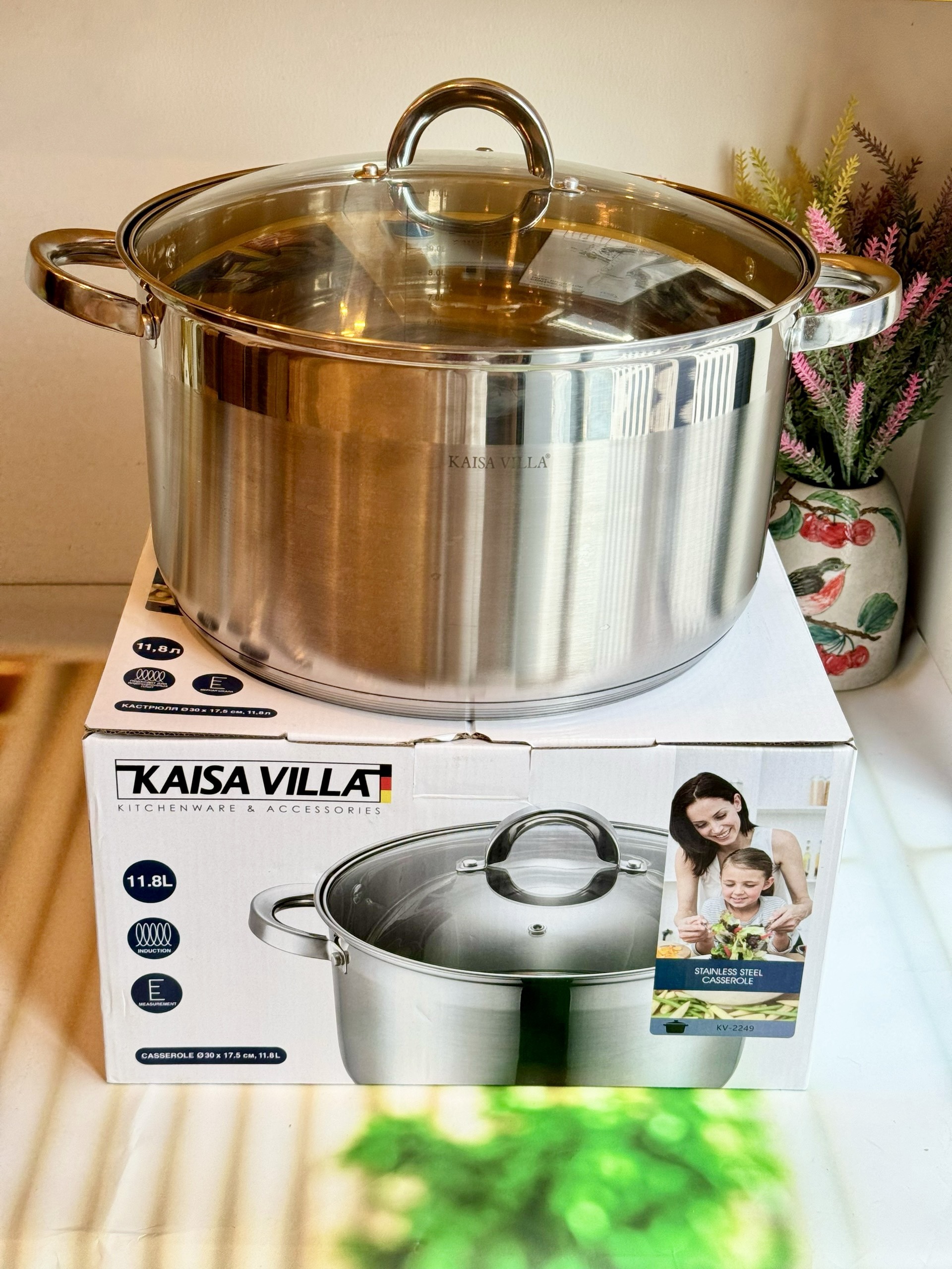 NỒI LUỘC GÀ INOX CAO CẤP 5 ĐÁY TỪ KAISA VILLA SIZE 30CM 11.8L KV-2249