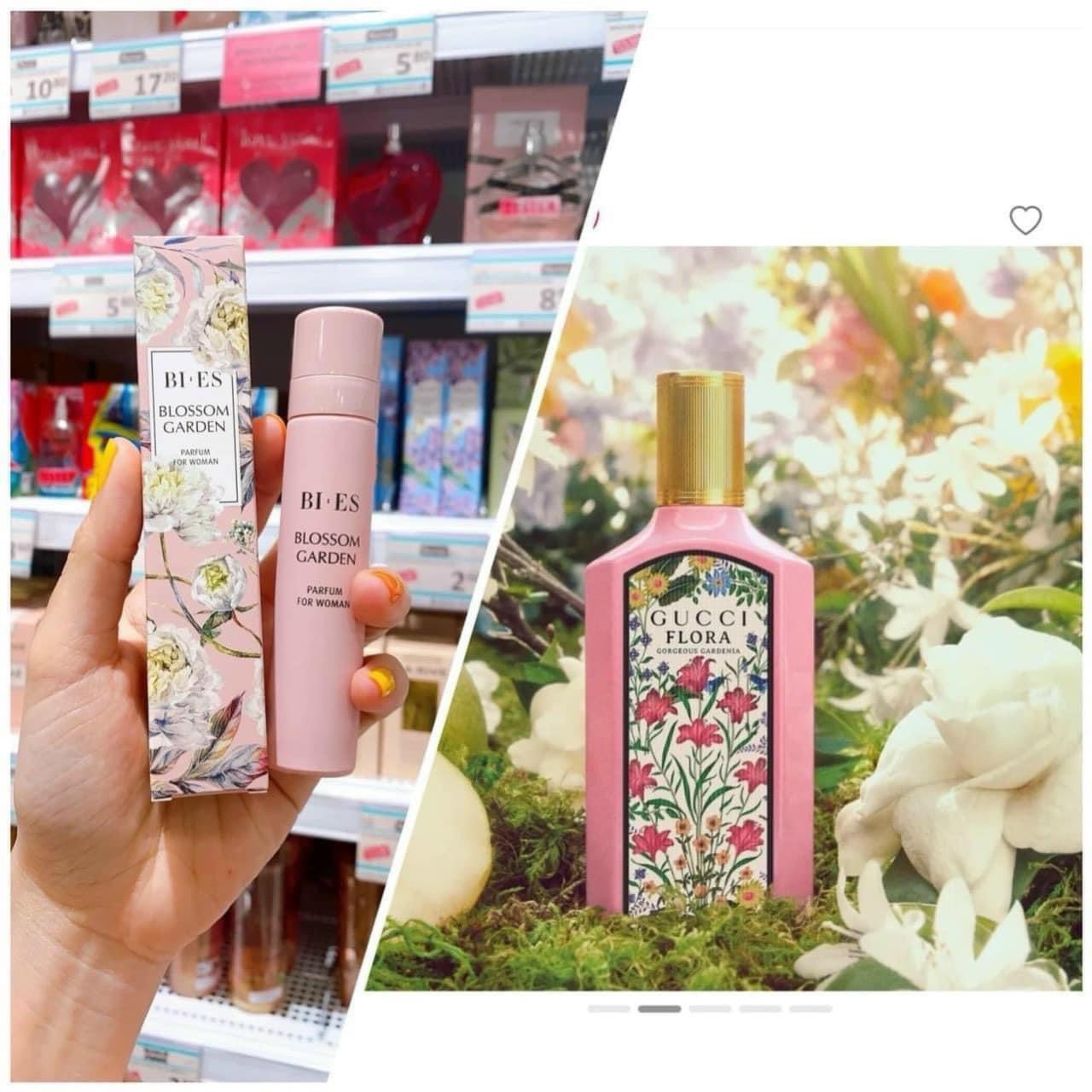 Nước hoa Bies Blomssom Pháp 100ml Bloom Garden màu hồng hương chủ đạo là hoa mẫu đơn, hoa nhài và hoa trắng