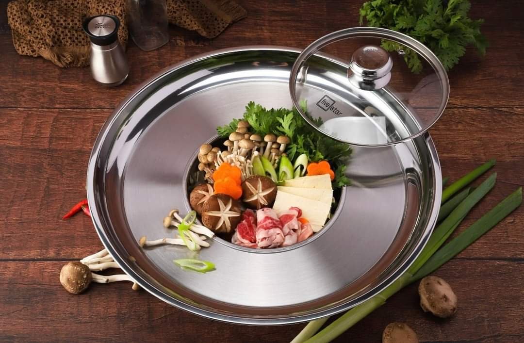 Lẩu vành inox 430 Fivestar Dùng Bếp Từ 3 Đáy Size 22cm lòng đường kính vành 42cm