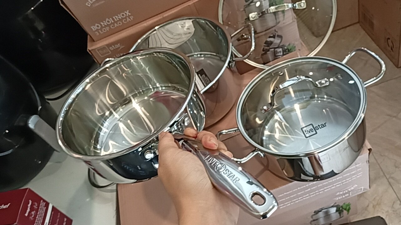 BỘ 2 NỒI 1 QUÁNH FIVESTAR INOX 304 CAO CẤP