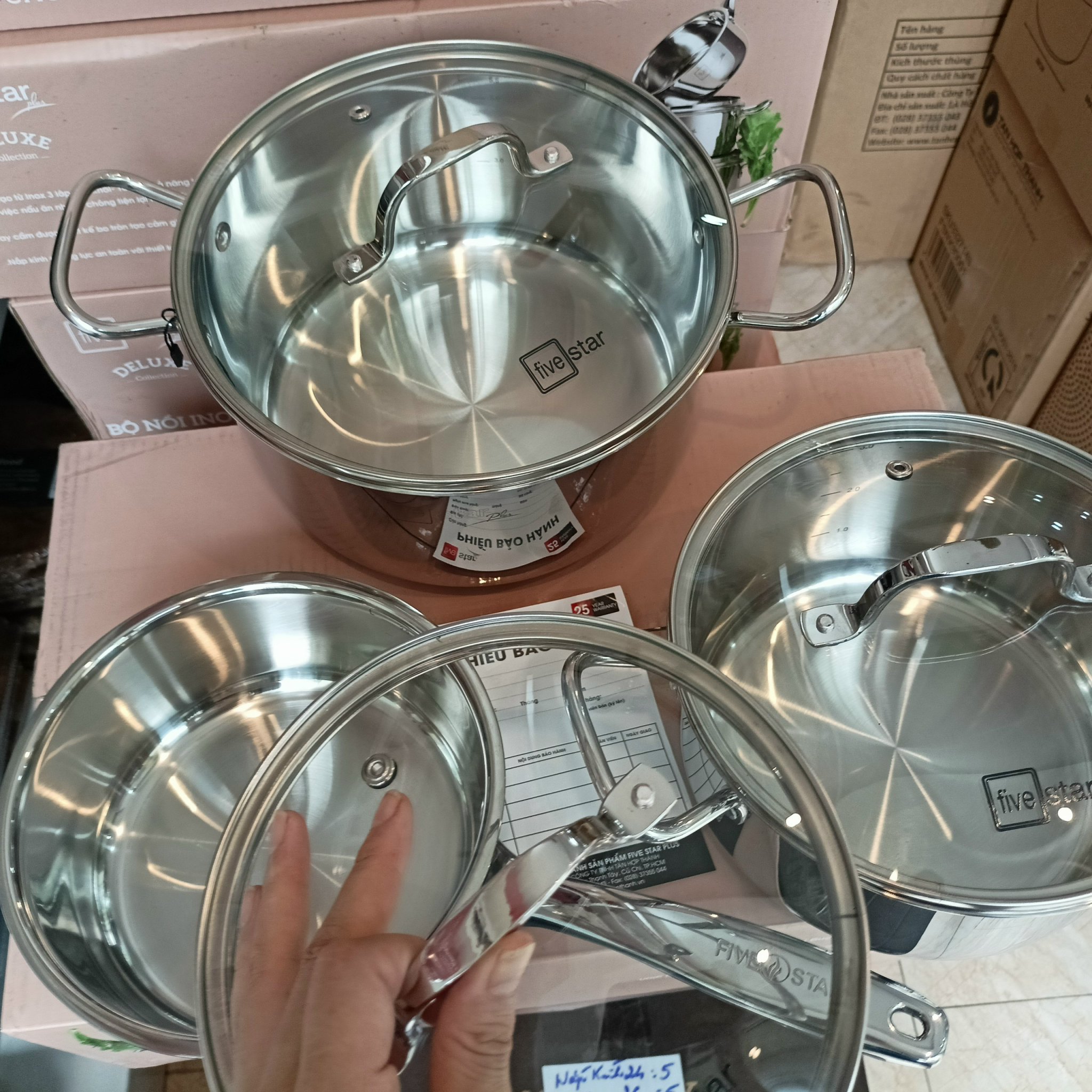 BỘ 2 NỒI 1 QUÁNH FIVESTAR INOX 304 CAO CẤP