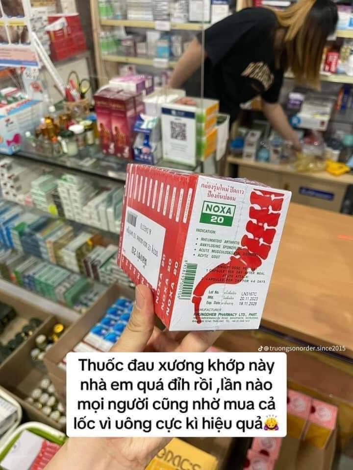Thuốc trị đau nhức xương khớp Thái Lan NOXA 20 hộp 1 vỉ 10 viên