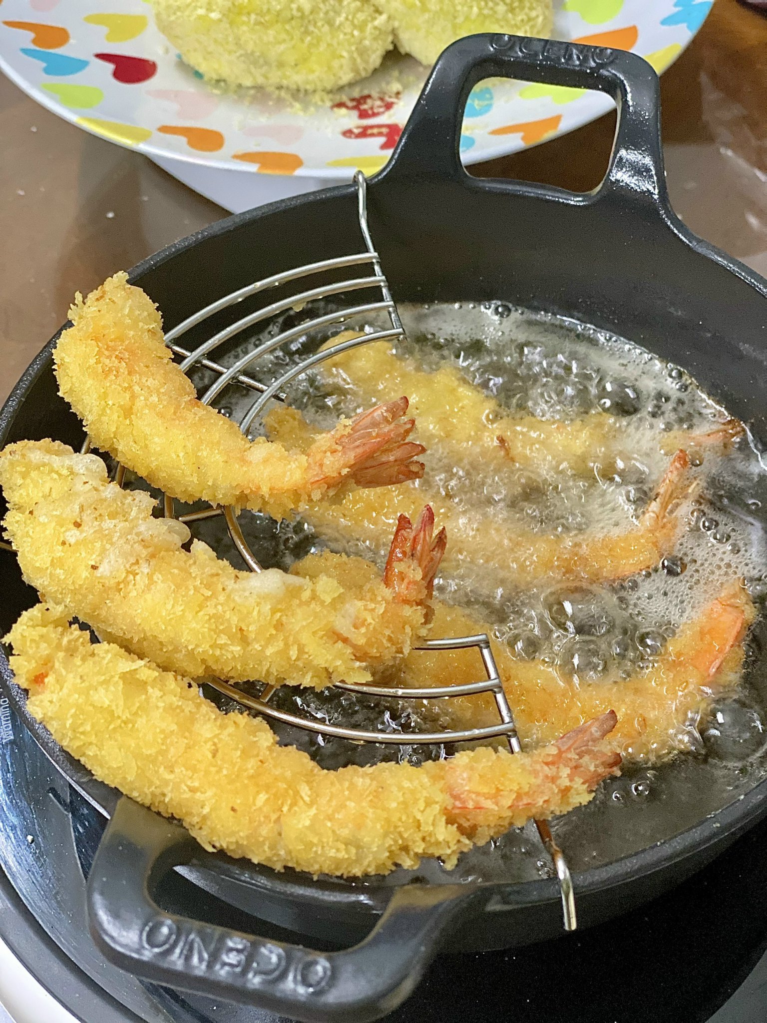 Chảo gang Tempura mỏ chim kèm giá gác Kaiyo Nhật Bản 20cm
