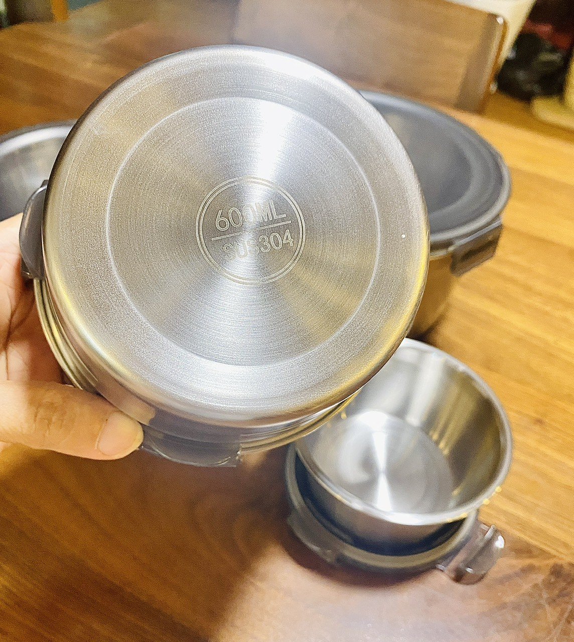 SET 4 HỘP ĐỰNG THỨC ĂN BẰNG INOX 304 CỠ LỚN CÓ NẮP ĐẬY FSB01