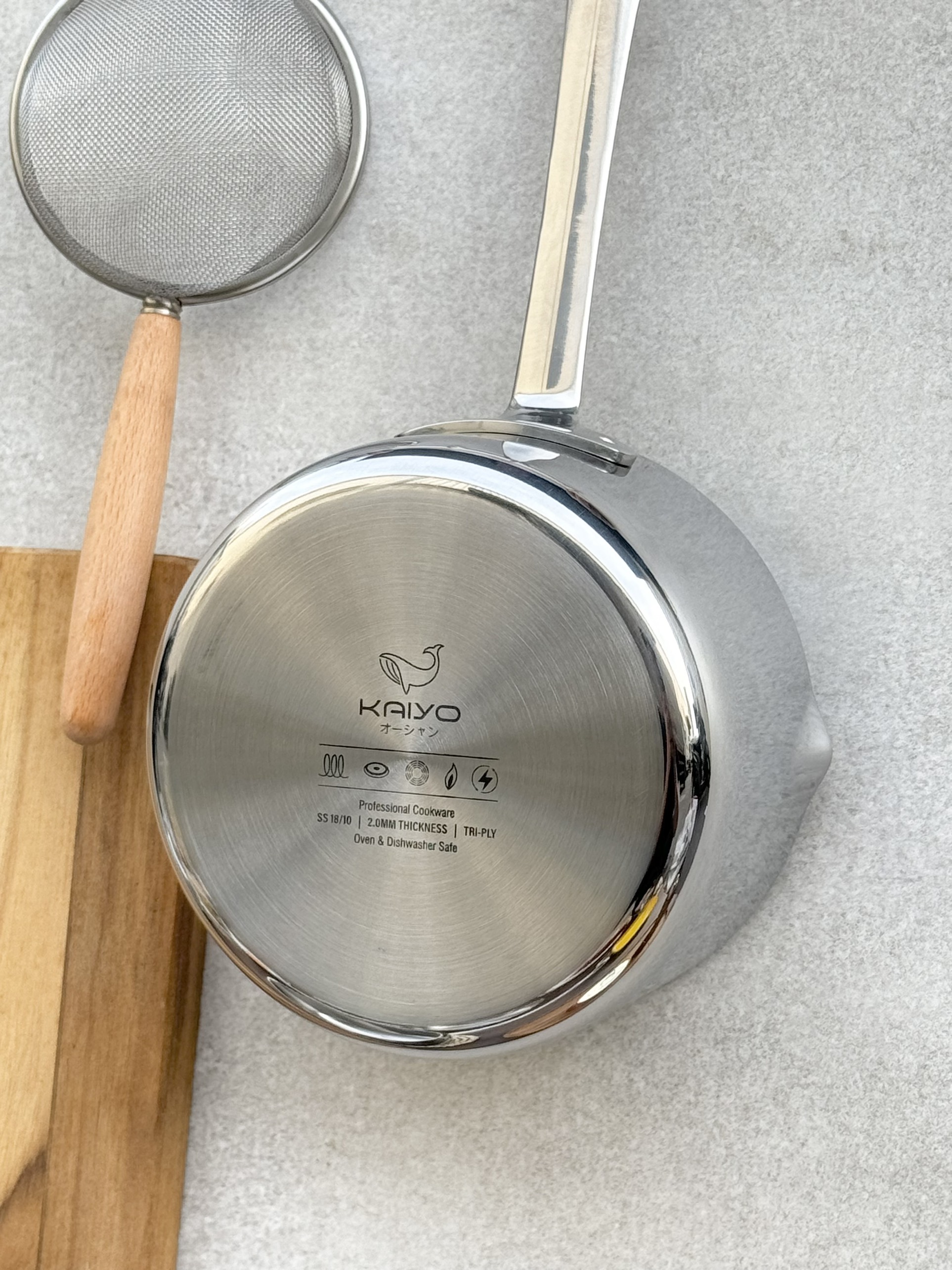 Quánh đúc inox 3 lớp đáy liền Tri ply Kaiyo mini size 14cm