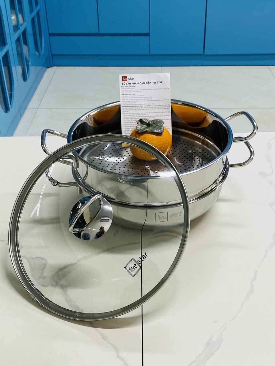 Bộ nồi inox 3 đáy kèm xửng hấp Fivestar 24cm