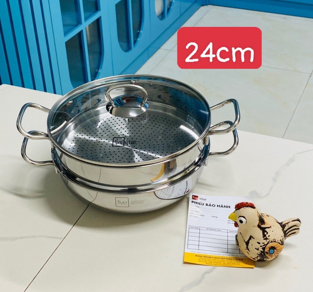 Bộ nồi inox 3 đáy kèm xửng hấp Fivestar 24cm