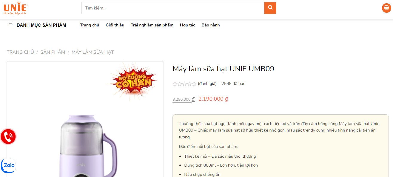 Máy làm sữa hạt mini Unie UMB09